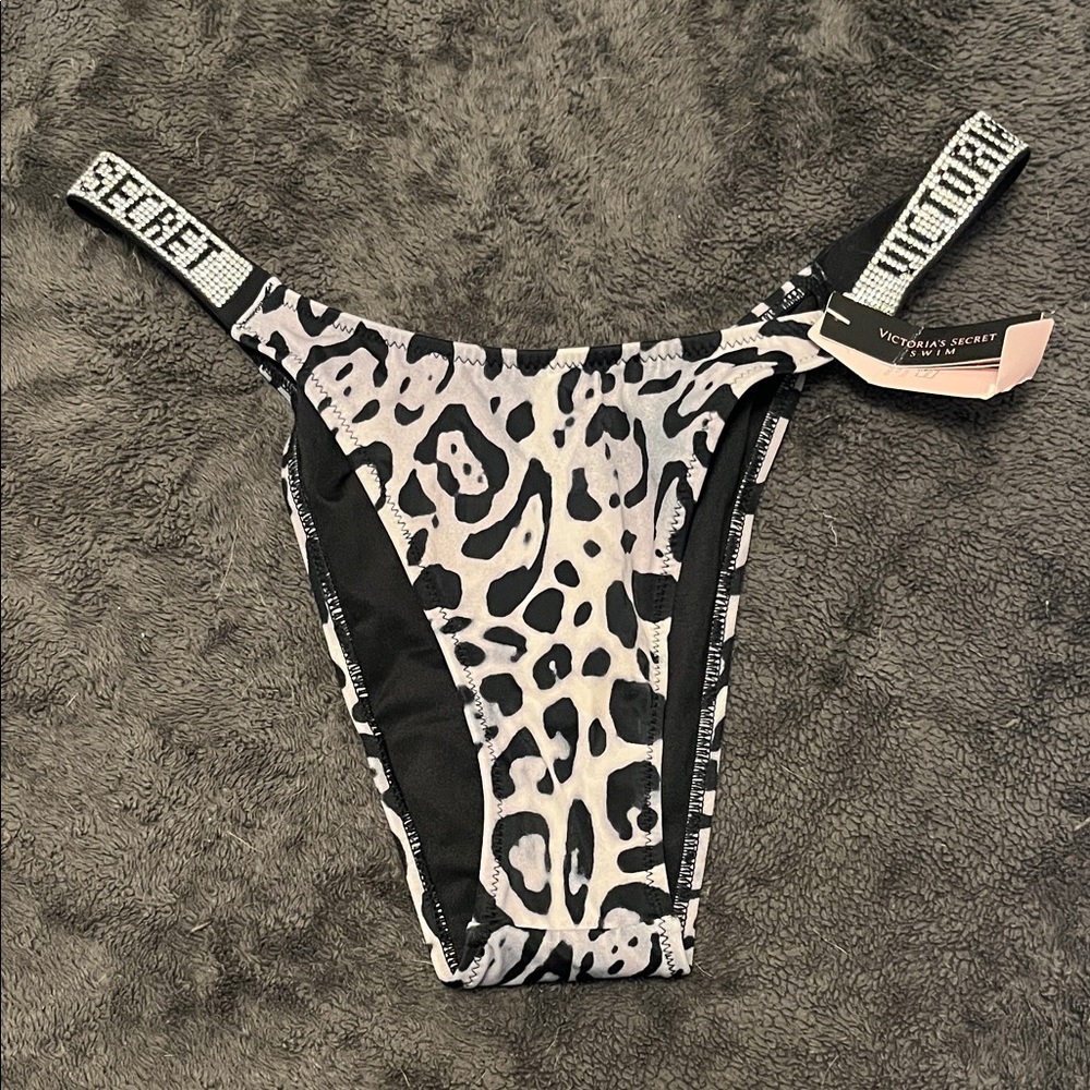 Victoria's Secret Black and White Leopard Bikini Bottom